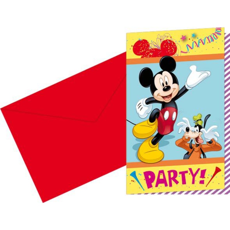 6 Mickey's party marathon invitation cards