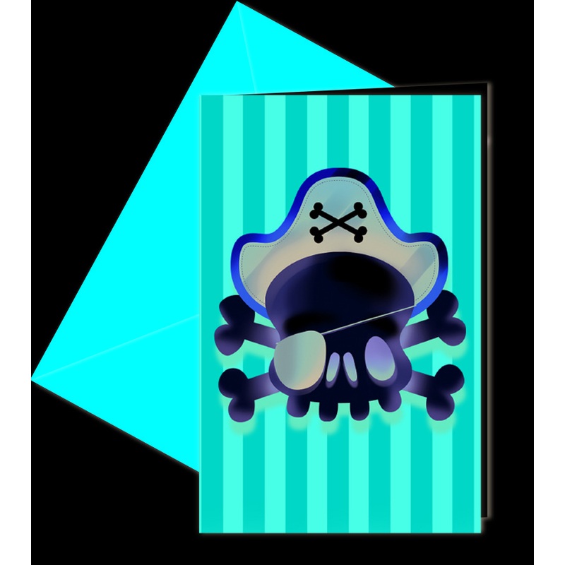 6 One-Eyed Joe Pirate Invitation Cards