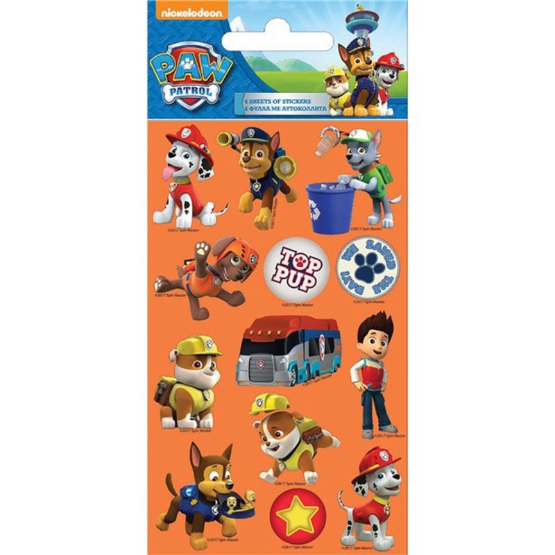 6 Paw Patrol sticker sheets