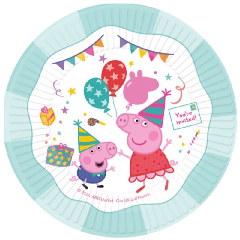 8 paper plates - Peppa's Party 23cm