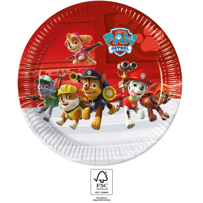 8 Paw Patrol Team paper plates 23cm