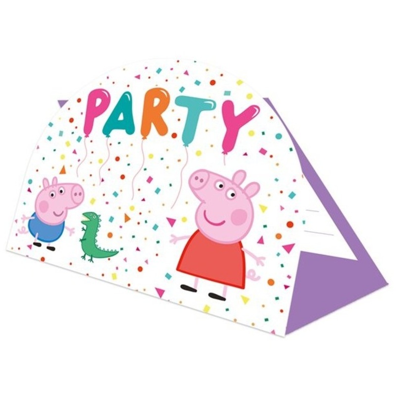 8 Peppa Pig Rainbow Birthday invitation cards