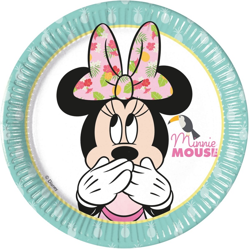8 Tropical Minnie Mouse paper plates 20cm