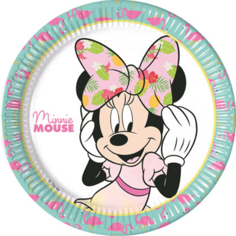 8 Tropical Minnie Mouse paper plates 23cm