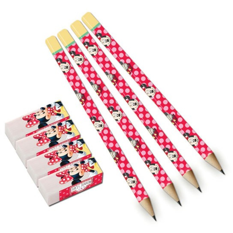 Minnies Bistrot pencils & erasers 8 pieces