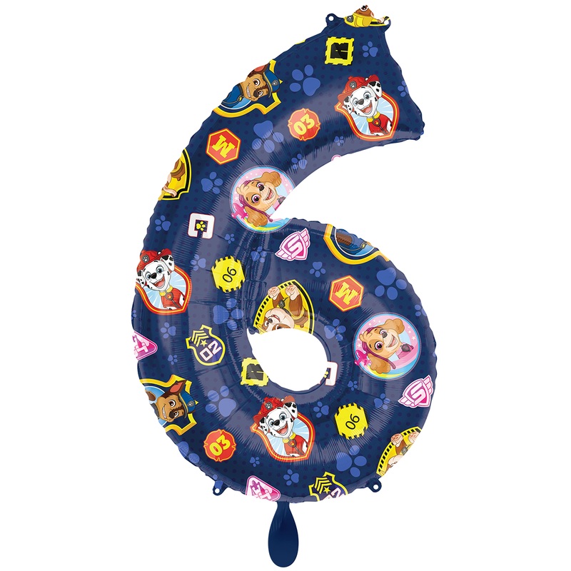 Paw Patrol 6th birthday foil balloon 86cm