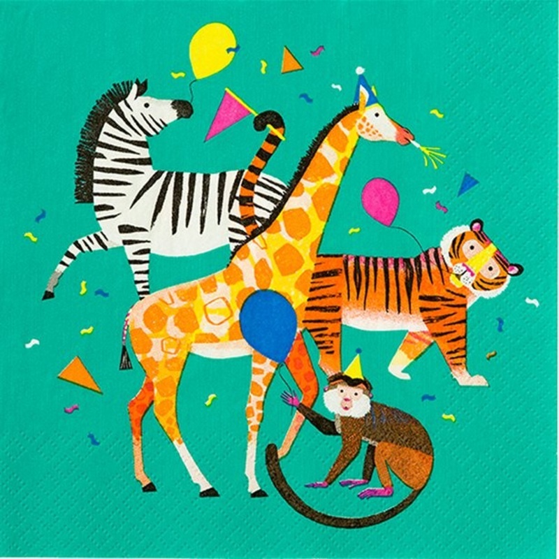 12 Birthday Animals napkins 33cm