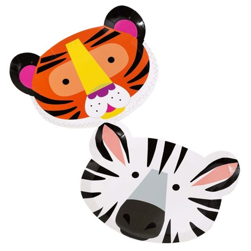 12 party plates zebra and tiger 23cm