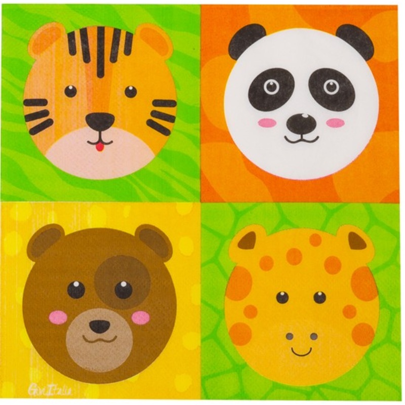 16 animal paradise napkins 33cm