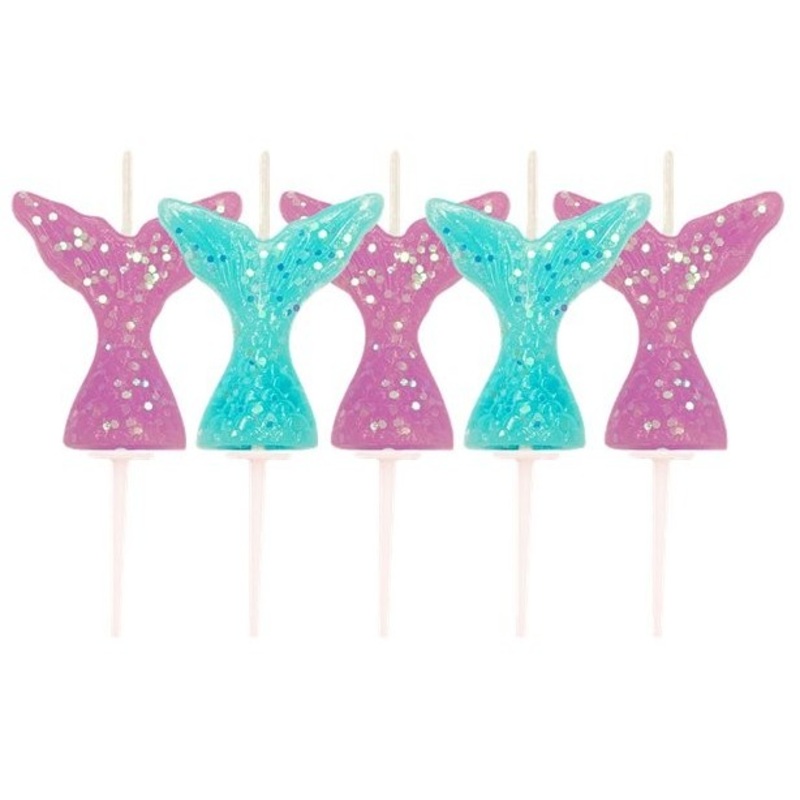5 Mermaid Treasures cake candles 6.6cm