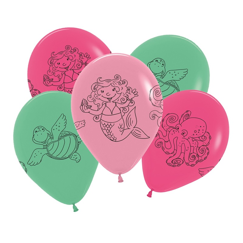 5 small mermaid balloons 30cm