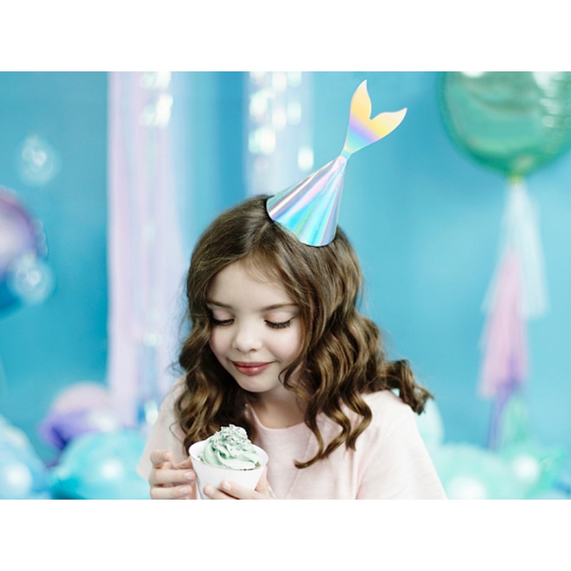 6 Mermaid Princess Party Hats 18cm