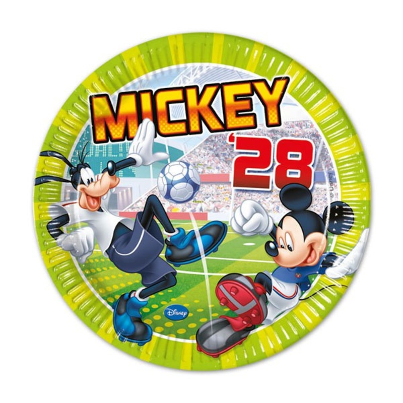 8 Mickey Mouse soccer paper plates 23cm