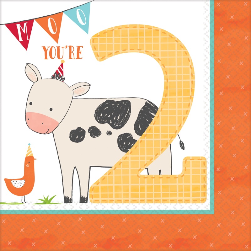 16 Happy Farm Life 2nd Birthday napkins