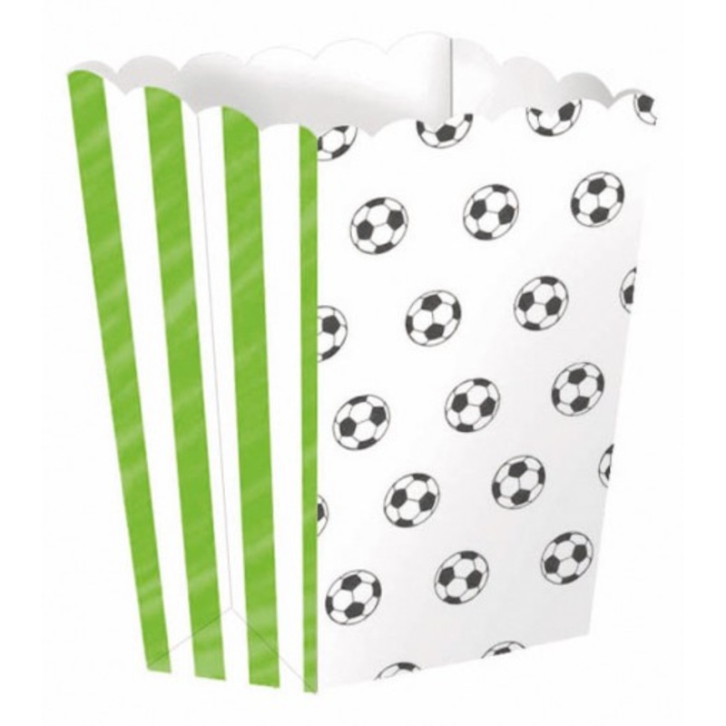 4 Popcorn Snack Boxes Football Party 13.5cm