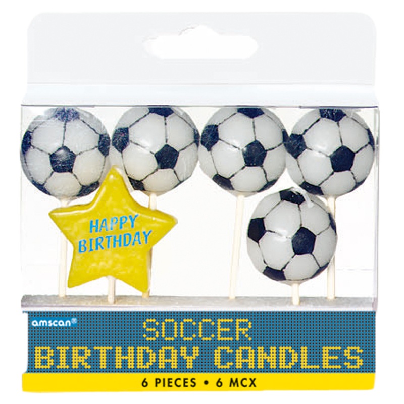 6 cake candles football party