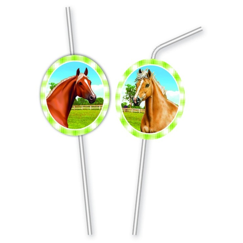 6 Horse Life straws 24cm