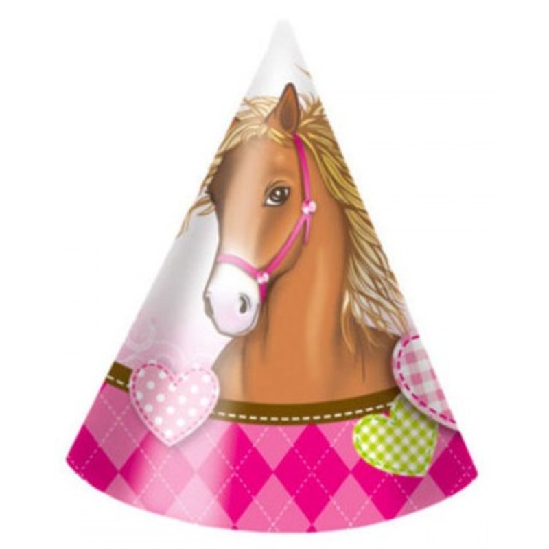6 horse love party hats 16cm