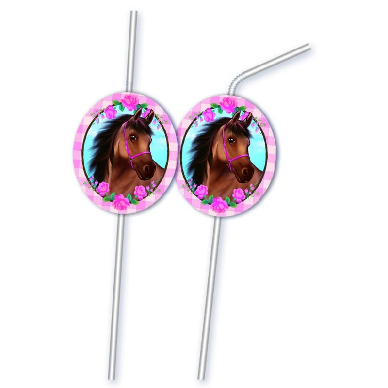 6 horse whispering straws 24cm