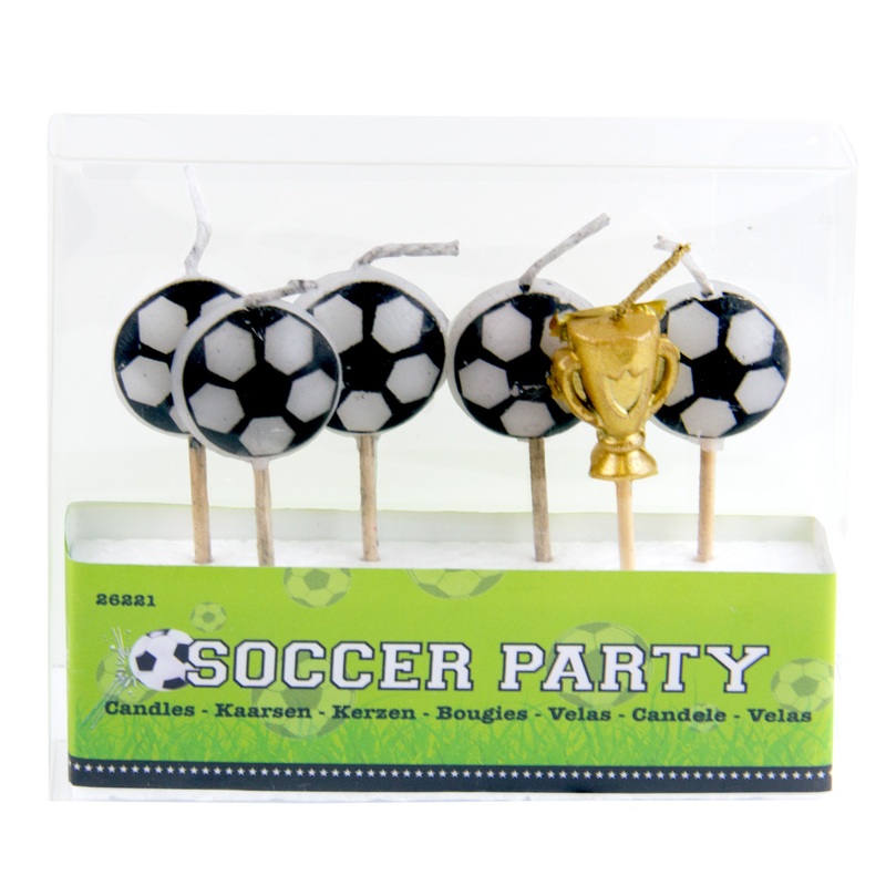 6-piece soccer party candle set