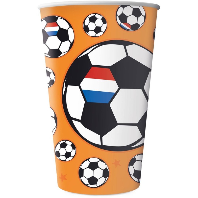 8 football Oranje paper cups 250ml