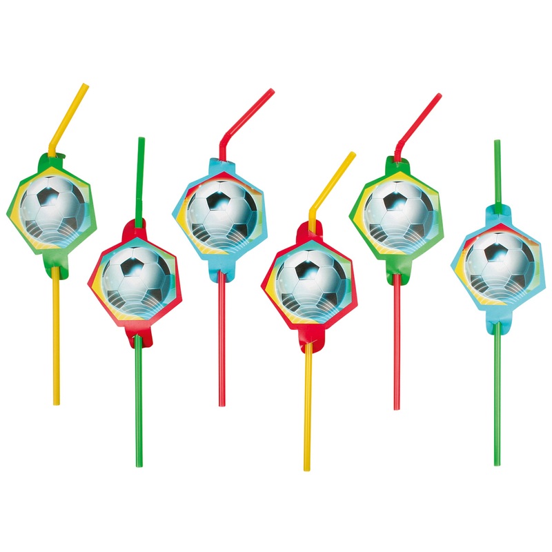 8 Partytime football straws 24cm