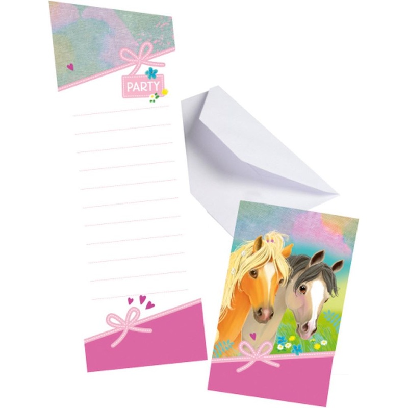 8 Pretty Pony invitation cards with envelope