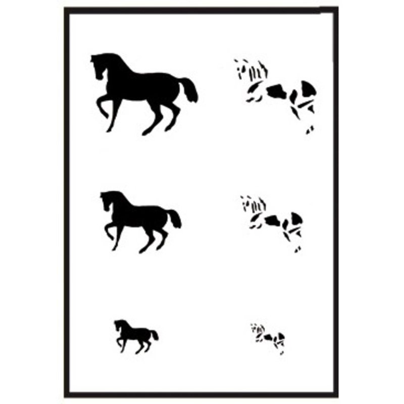 Airbrush DIN A5 stencil set horses 2