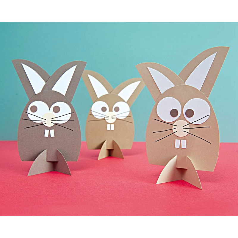 DIY rabbit craft set 6 pieces brown