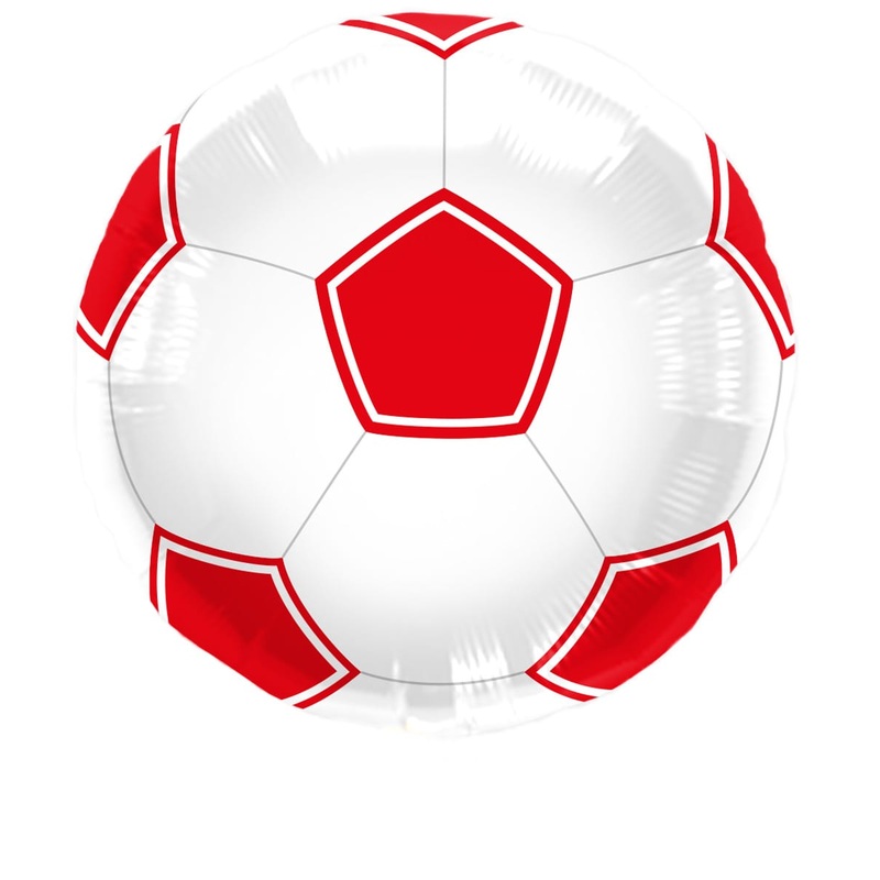 Football foil balloon white-red 43cm