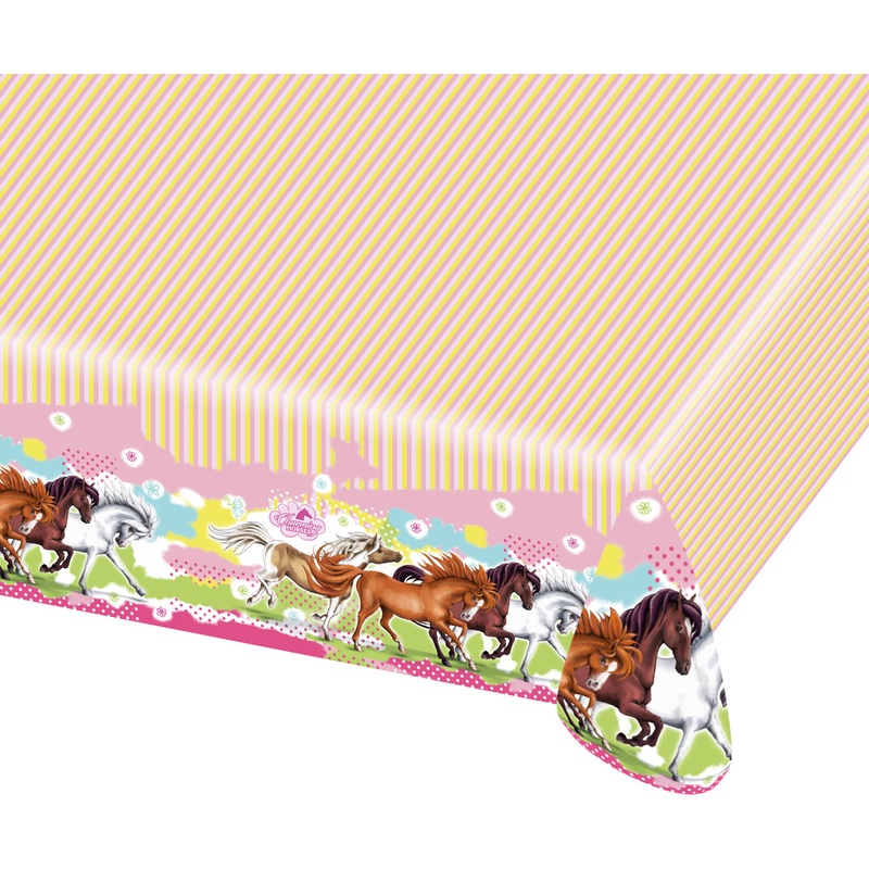 Horse tablecloth apricot checkered 120x180cm