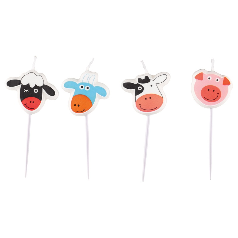Lovable farm animals cake candle 4 pieces
