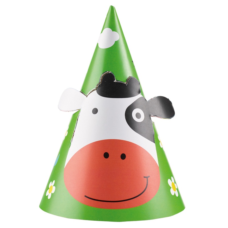 Lovable farm animals party hat 8 pieces