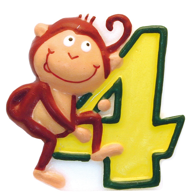 Number 4 cake candle jungle party 5cm