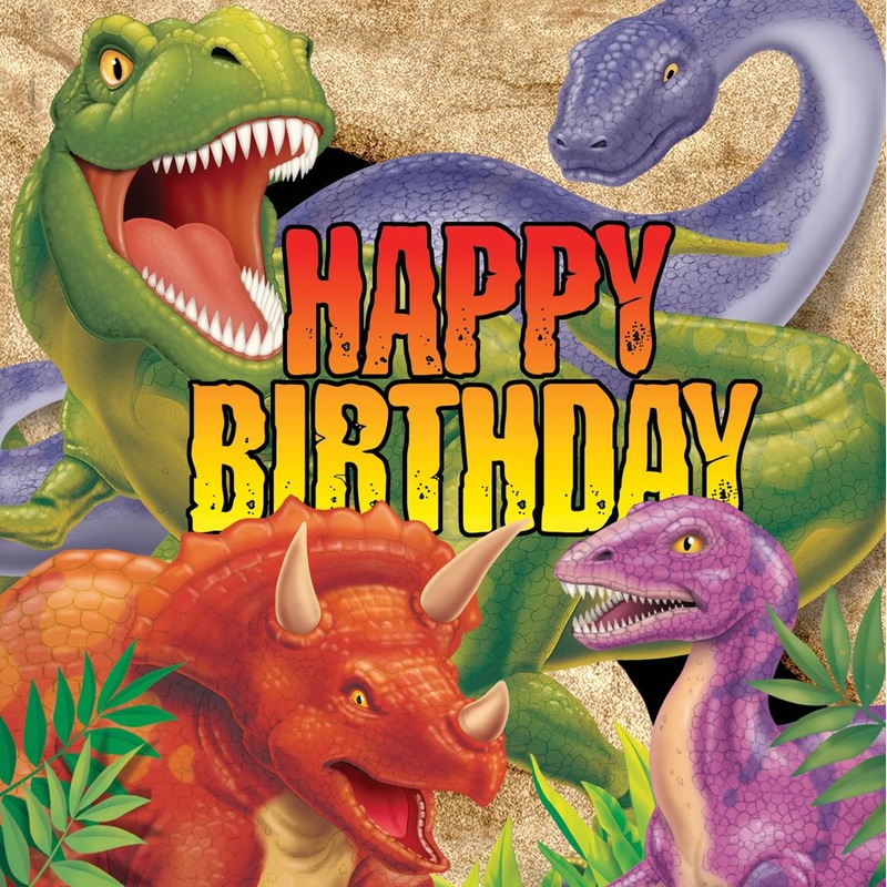 16 cave Dino Birthday napkins 33cm