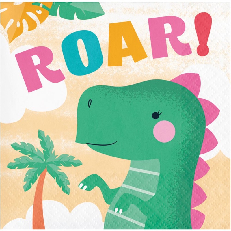 16 Dino Girls napkins 25cm