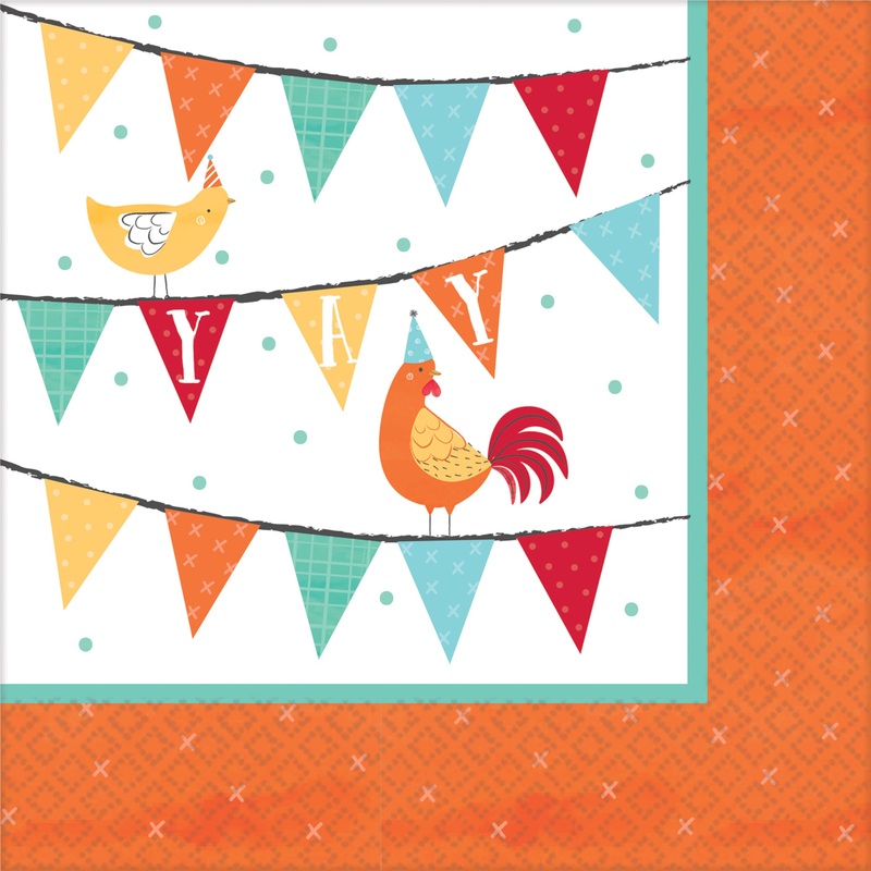 16 Happy Farm Life napkins 25cm