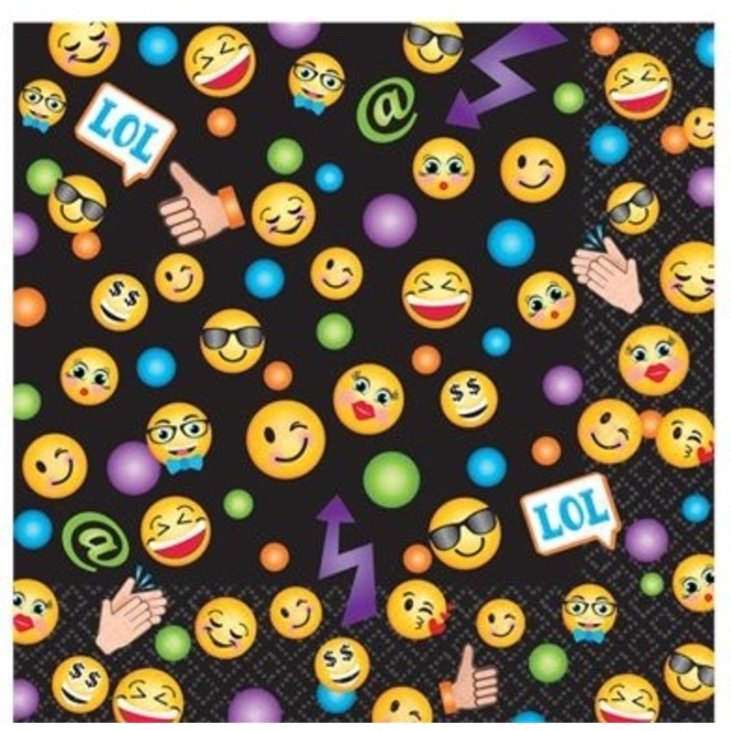 16 smiley party drink napkins 25 x 25cm