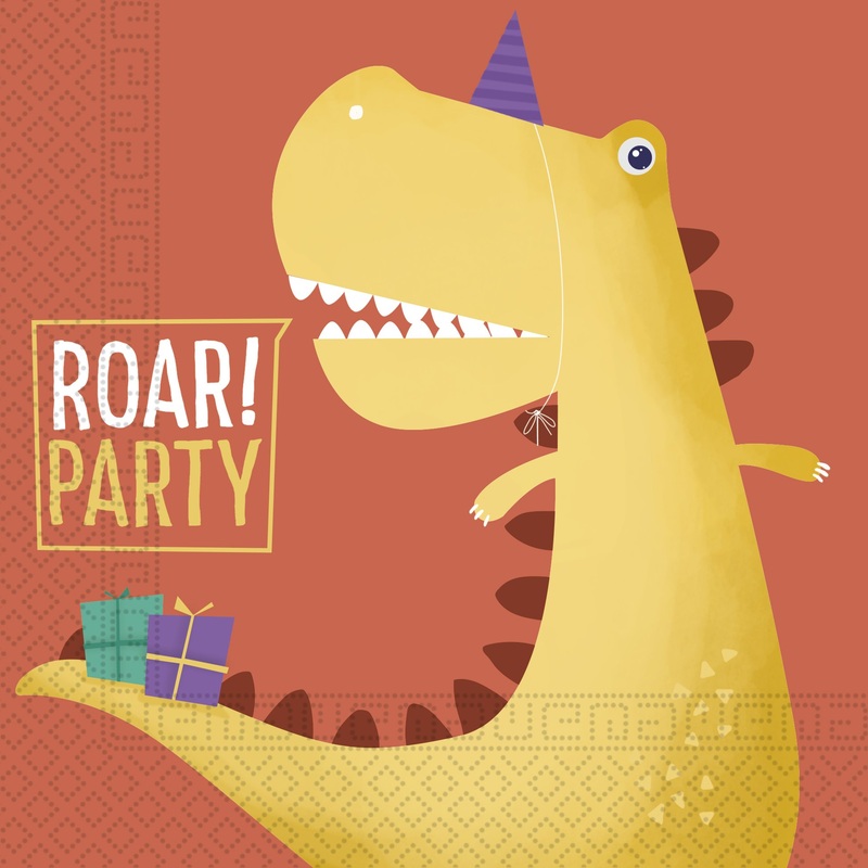 20 Dino birthday napkins 33cm