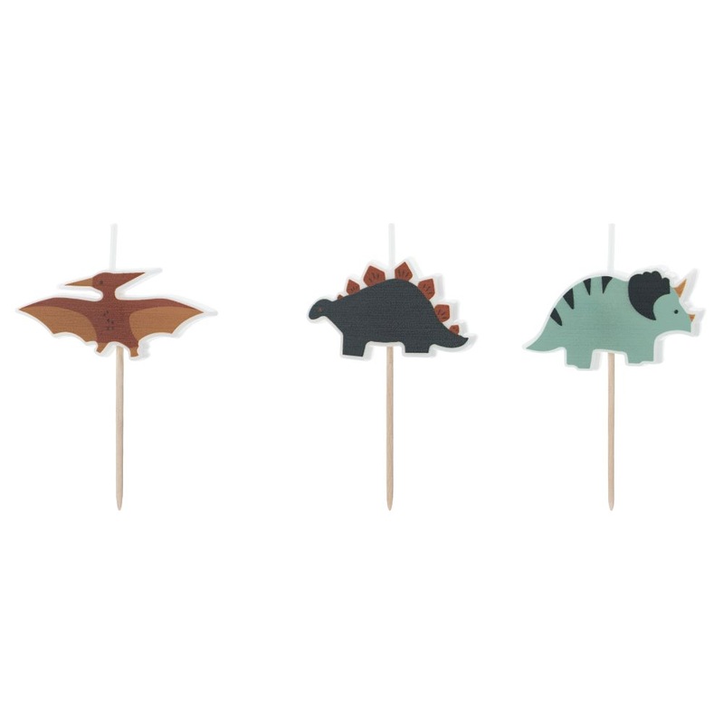 3 cake candles - Jurassic Party