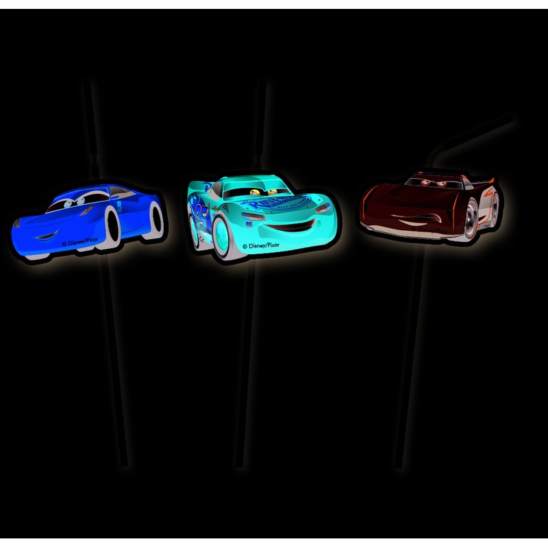 6 Cars 3 Evolution Flexi straws with figures