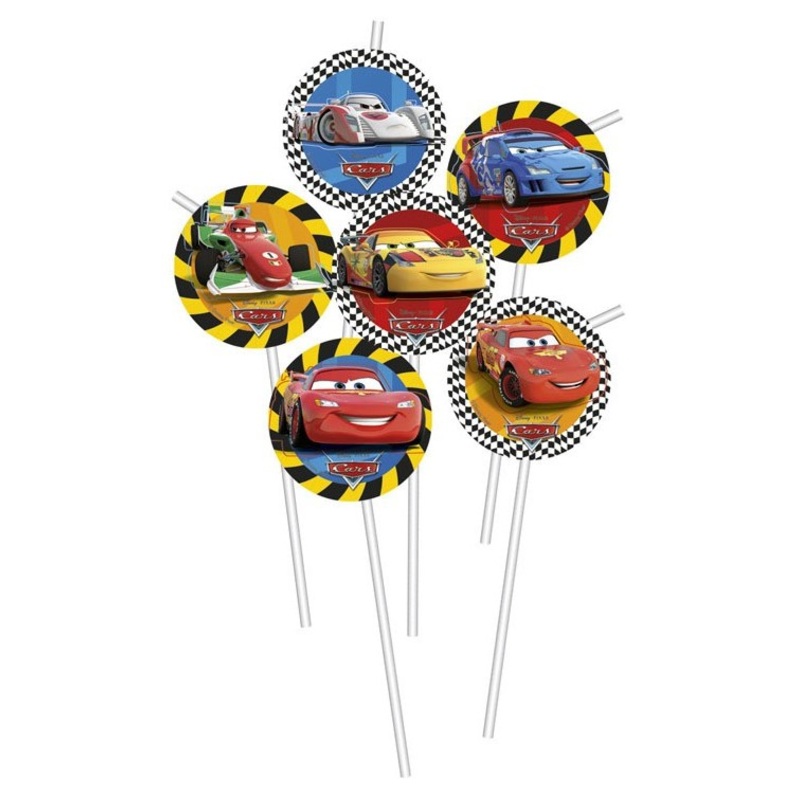 6 Cars Formula Flexi straws