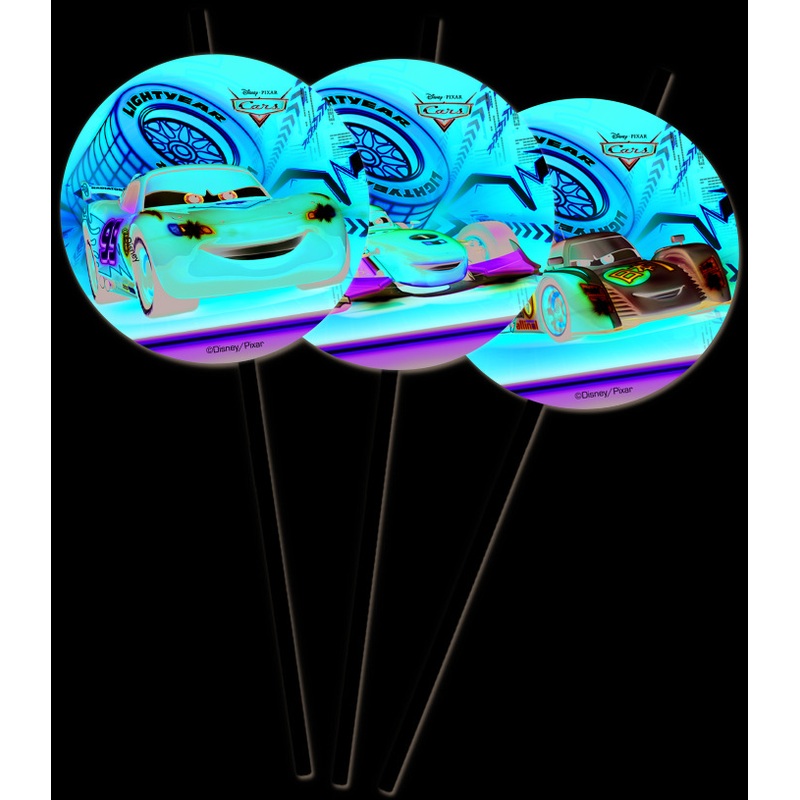 6 Cars Neon City Flexi Straws 24cm