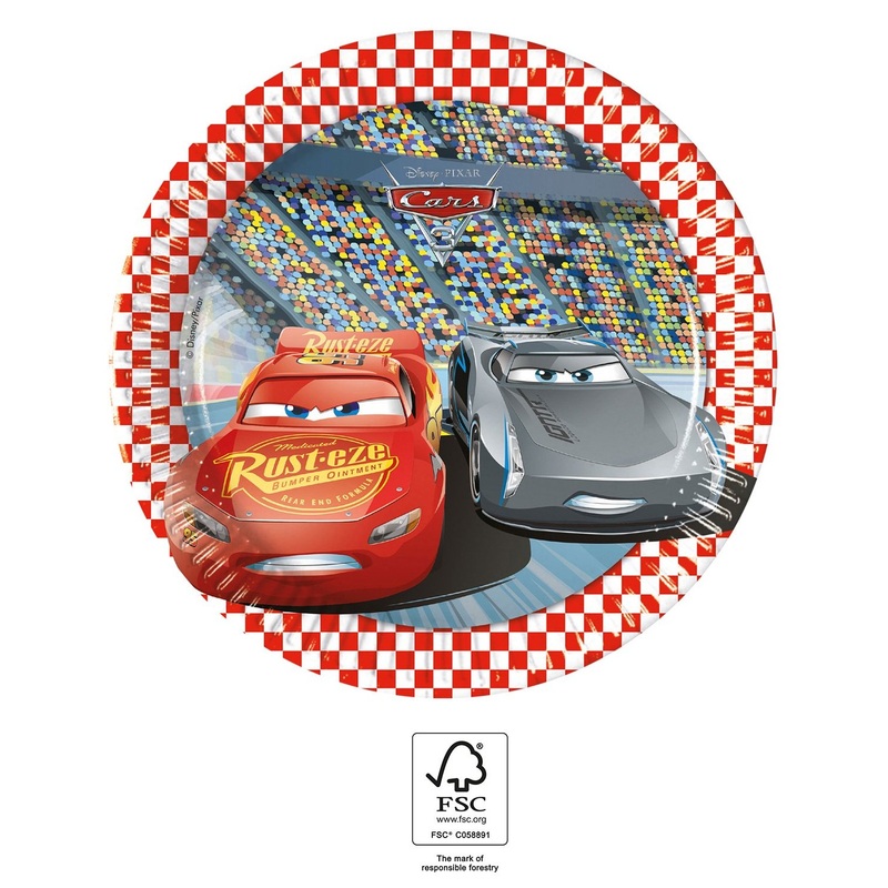 8 Cars 3 Evolution round paper plate 20cm