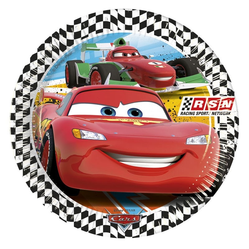8 Cars racing driver champion paper plate 23cm