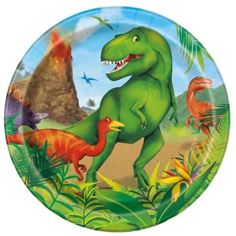8 Dino Adventure paper plates 18cm