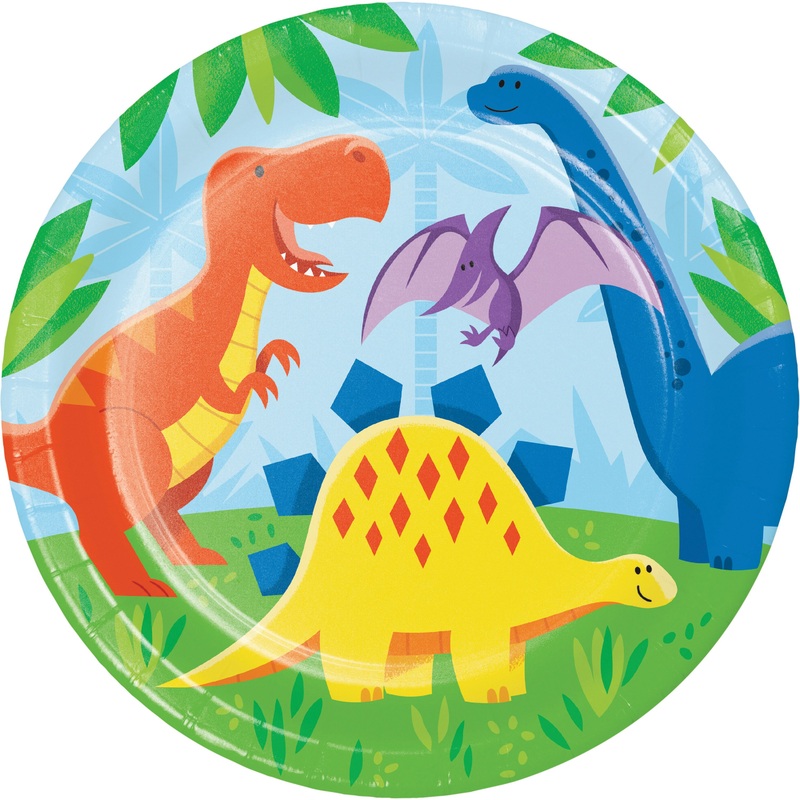 8 Dino children paper plates 23cm