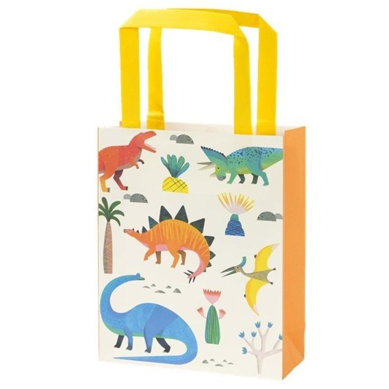 8 Dino Family paper bags 15.5 x 28cm