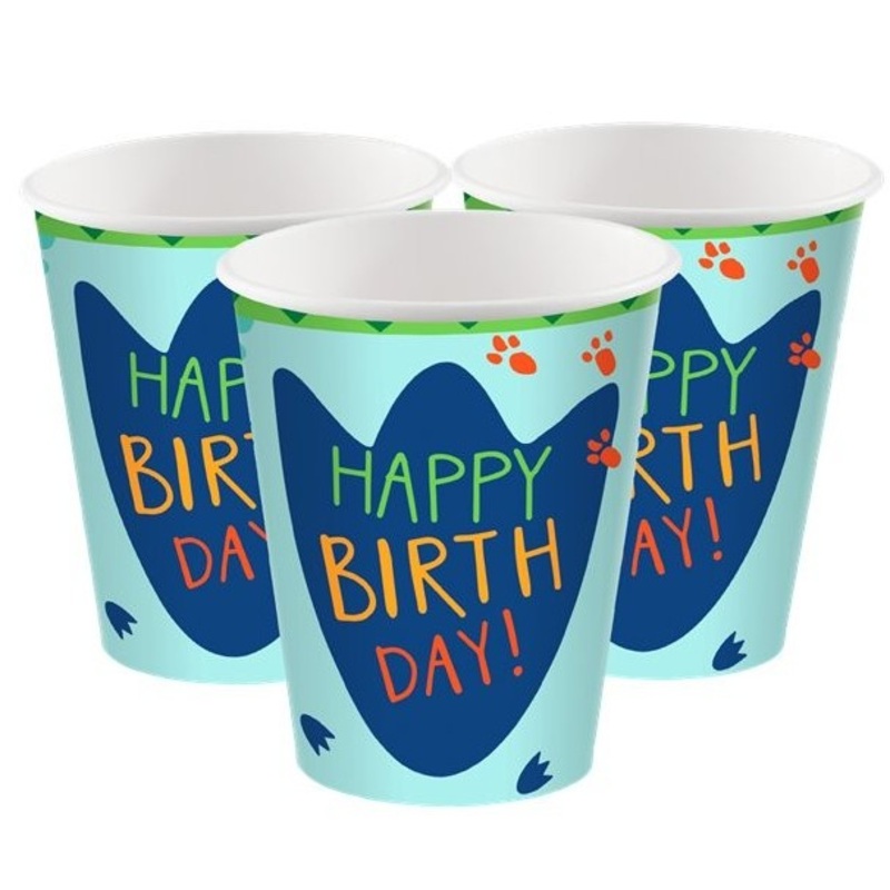8 Dino Mania paper cups 250ml