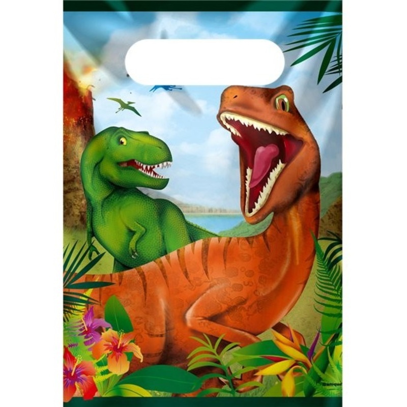 8 dinosaur adventure gift bags 18.5 x 22.5cm